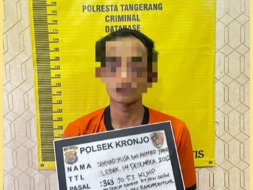 Foto: Tersangka kasus curanmor yang ditangkap Polsek Kronjo, Kabupaten Tangerang.